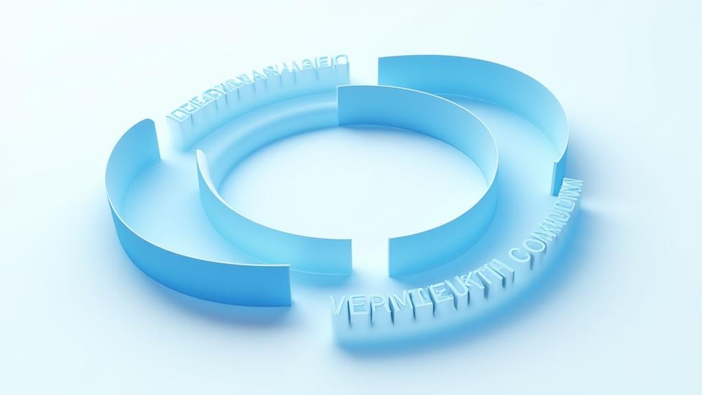 Ein kreisförmiges Flussdiagramm, das die vier Phasen des Change Management Frameworks von PHOENIX K LTD darstellt: Verstehen & Analysieren, Planen & Kommunizieren, Befähigen & Einbeziehen, Verankern & Messen.
