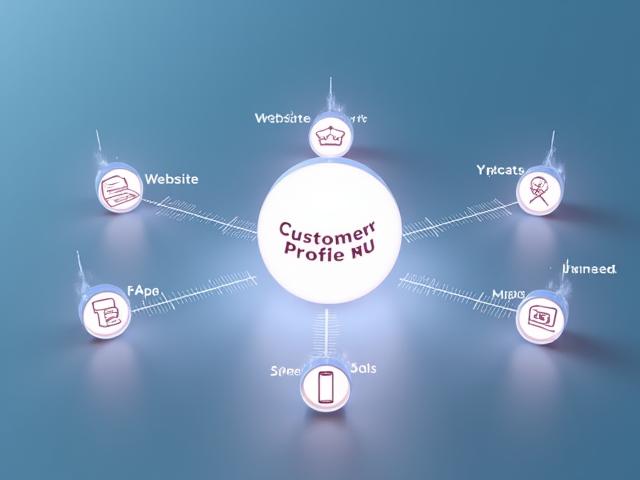 Ein Diagramm, das einen zentralen Kundenprofilkern mit Verbindungen zu verschiedenen Kanälen wie Website, mobiler App und physischem Geschäft darstellt.