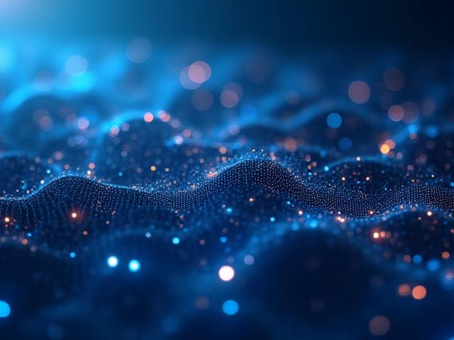 Abstrakte Darstellung von Finanzdaten und KI-Netzwerken, symbolisiert durch leuchtende Linien und geometrische Formen.